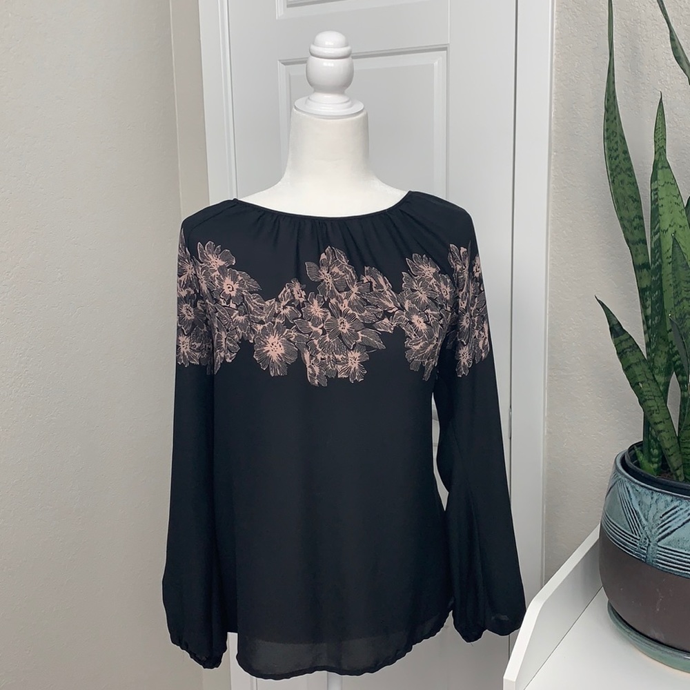 Black floral Loft blouse.